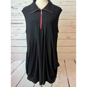 Come N See Black Tunic Dress Top Shirt Pockets Sleeveless 1XL Plus Size 1X USA‎